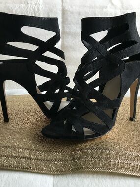 Aldo Black Strappy Cutout Stiletto Sandals